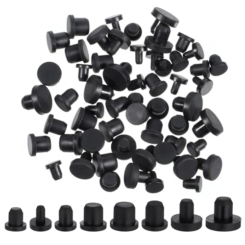 BOHUIZ 80 Stück Gummistopfen Verschlussstopfen, 8 Größen Gummi Stopfen 4/5,5/6/6.5/7.5/8/8.5/9.5 mm Schwarz Rund Verschlussstopfen für Flaschen Rohre Möbel von BOHUIZ