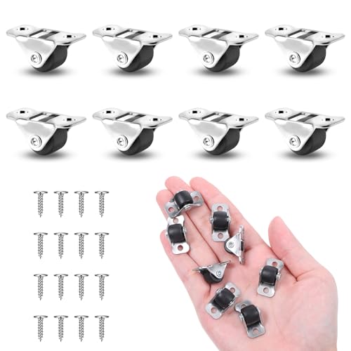 BOHUIZ 8 Möbelrollen Klein, 1,2 cm Rollen für Möbel TPR Gummi Rollräder Mini Lenkräder Kleine Bockrollen Transportrollen für Möbel Geräte Ausrüstung Werkzeugkisten Trolleys von BOHUIZ