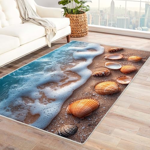 BOHUO 3D Ozean Vintage Teppich Carpet Abstrakte Wellen ideal fürs Wohnzimmer, Schlafzimmer und Kinderzimmer auch als Badematte Carpet(Grau 19)-60x90cm von BOHUO