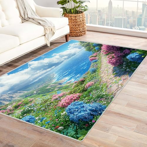 BOHUO 3D Ozean Vintage Teppich Carpet Naturlandschaft ideal fürs Wohnzimmer, Schlafzimmer und Kinderzimmer auch als Badematte Carpet(Grün 19)-210x270cm von BOHUO