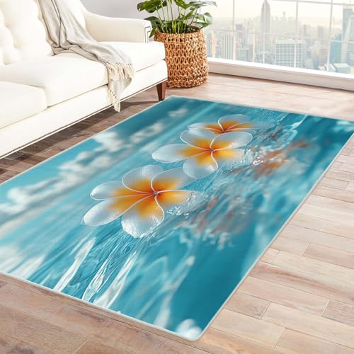 BOHUO 3D Teppich Ozean Landschaft Carpet Blumen Teppiche fürs Schlafzimmer, Arbeitszimmer, Büro, Flur, Kinderzimmer und Küche Carpet(Gelb 20)-90x150cm von BOHUO