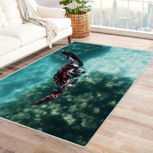 BOHUO 3D Teppich Wohnzimmer Kurzflor Abstrakt Carpet Retro-Tiere Schlafzimmer Dekoration Bodenbelag Innenbereich Teppich Waschbar Anti-Rutsch Carpet(Grau)-90x150cm von BOHUO