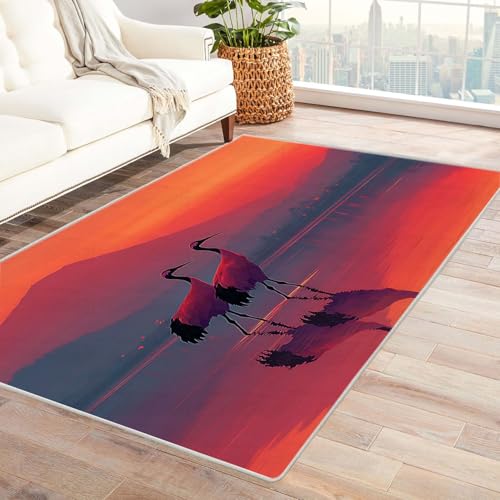 BOHUO 3D Teppich Wohnzimmer Kurzflor Abstrakt Strand Ozean Tier ideal fürs Wohnzimmer, Schlafzimmer und Kinderzimmer auch als Badematte Carpet(Orange 34)-150x240cm von BOHUO