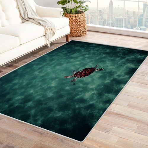 BOHUO 3D moderner Kurzflor Teppich Ozean Carpet Abstrakte Tiere Dekoration Badezimmer Rutschfester Rug Eingangstürmatte Kinderkrabbel Carpet(Grau)-180x270cm von BOHUO