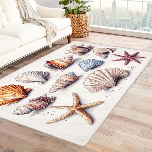 BOHUO 3D moderner Kurzflor Teppich Ozean Carpet Retro-Tiere Dekoration Badezimmer Rutschfester Rug Eingangstürmatte Kinderkrabbel Carpet(Orange)-180x270cm von BOHUO