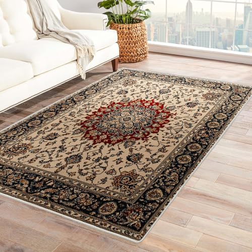 BOHUO Boho Kurzflor Teppich Schlafzimmer Boho Teppiches waschbar, Duschmatte für Küche, Badezimmer, Waschküche, Schlafzimmer, Wohnzimmer(Grau 27)-150x180cm von BOHUO