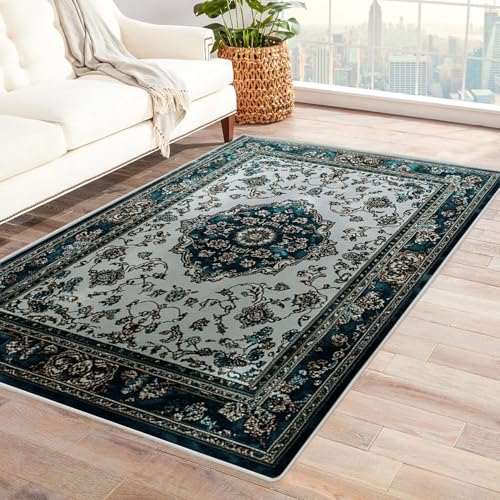 BOHUO Boho Kurzflor Teppich Schlafzimmer Minimalistisch Schlafzimmerteppich, Waschbarerteppich, Rutschfester Teppich, für Küche, Flur, Esszimmer(Grau 15)-150x240cm von BOHUO