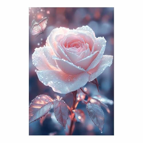 BOHUO Botanische Blumen Leinwand Bilder Glänzend Modern Wandbilder XXL Kunstdruck Deko für Wohnzimmer Schlafzimmer(Rosa 12)-60x80cm Ungerahmt von BOHUO