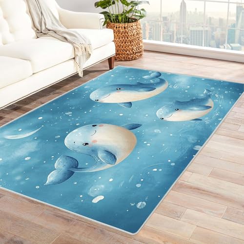 BOHUO Fußmatte Teppich 3D Ozean Carpet Niedliche Tiere ideal fürs Wohnzimmer, Schlafzimmer und Kinderzimmer auch als Badematte Carpet(Blau 18)-240x300cm von BOHUO