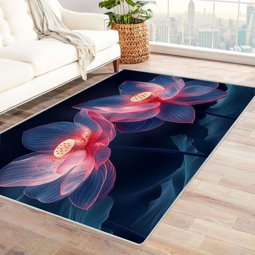 BOHUO Rug 3D Retro Strand Ozean Teppich Minimalistische Blumen ideal fürs Wohnzimmer, Schlafzimmer und Kinderzimmer auch als Badematte Carpet(Rosa 9)-150x240cm von BOHUO