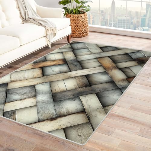 BOHUO Rug 3D Teppich Kinderzimmer Retro Boho Geometrische Textur ideal fürs Wohnzimmer, Schlafzimmer und Kinderzimmer auch als Badematte Carpet(Grau)-180x270cm von BOHUO