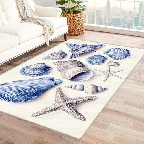 BOHUO Rug 3D Teppich Kinderzimmer Retro Strand Ozean Retro-Abstrakt ideal fürs Wohnzimmer, Schlafzimmer und Kinderzimmer auch als Badematte Carpet(Blau)-150x240cm von BOHUO