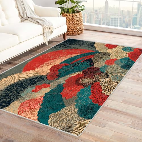 BOHUO Rug 3D Teppich Wohnzimmer Abstrakte Bilder ideal fürs Wohnzimmer, Schlafzimmer und Kinderzimmer auch als Badematte Carpet(Rot)-150x240cm von BOHUO