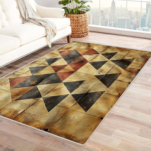 BOHUO Rug 3D Teppich Wohnzimmer Textur der Linie ideal fürs Wohnzimmer, Schlafzimmer und Kinderzimmer auch als Badematte Carpet(Braun)-120x150cm von BOHUO