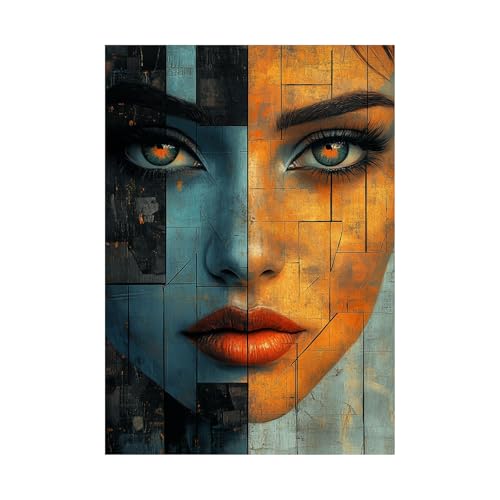 BOHUO Schwarze Frau Bild Leinwandbild Abstraktes Porträt Modern Wandbild Foto Bild Schlafzimmer Room Decor(Grau 69)-30x45cm Ungerahmt von BOHUO