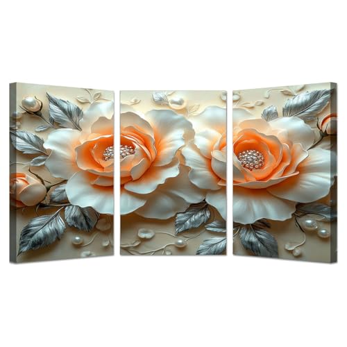BOHUO Set 3 Teilig Bilder Groß XXL Wohnzimmer Deko Modern Wandbild auf Leinwand Elegant Modern Deko für wohnzimmer schlafzimmer - Natur Landschafts bilder(Silber 25)-30x40cmx3 Gerahmt von BOHUO
