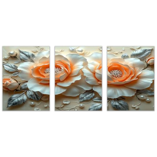 BOHUO Set 3 Teilig Bilder Groß XXL Wohnzimmer Deko Modern Wandbild auf Leinwand Elegant Modern Deko für wohnzimmer schlafzimmer - Natur Landschafts bilder(Silber 25)-30x50cmx3 Ungerahmt von BOHUO