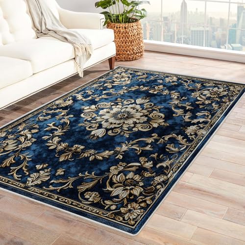 BOHUO Teppich Kurzflor Vintage Böhmischer Boho Teppiche fürs Schlafzimmer, Arbeitszimmer, Büro, Flur, Kinderzimmer und Küche Rug(Blau 19)-180x240cm von BOHUO