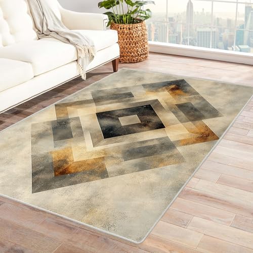 BOHUO Teppich Kurzflor Vintage Böhmischer Geometrie Teppiche fürs Schlafzimmer, Arbeitszimmer, Büro, Flur, Kinderzimmer und Küche Rug(Grau 37)-120x180cm von BOHUO