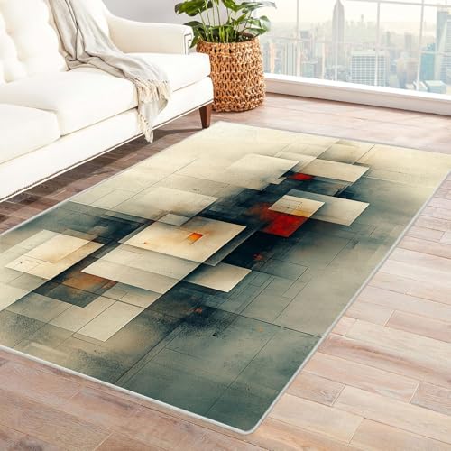 BOHUO Teppich Wohnzimmer Waschbarer Boho Geometrie Teppich Waschbar rutschfest Krabbelmatte für Kinderzimmer Schlafzimmer Dekoration(Grau 26)-60x90cm von BOHUO
