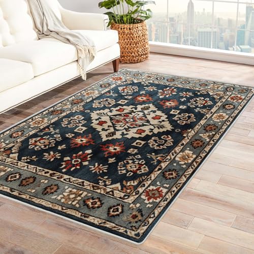 BOHUO Wohnzimmer Vintage Teppich Retro Boho Teppiche fürs Schlafzimmer, Arbeitszimmer, Büro, Flur, Kinderzimmer und Küche(Grau 23)-150x210cm von BOHUO