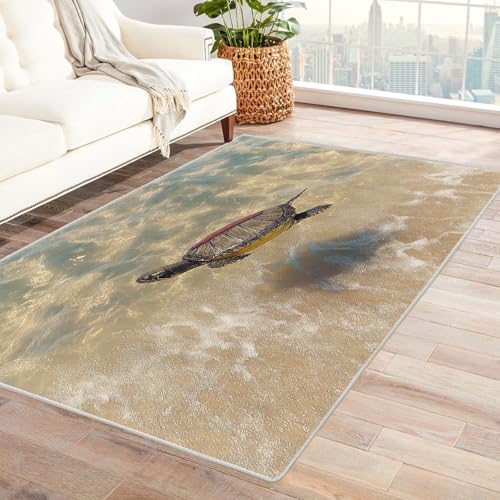 BOHUO moderner Kurzflor Teppich 3D Ozean Carpet Abstrakte Tiere ideal fürs Wohnzimmer, Schlafzimmer und Kinderzimmer auch als Badematte Carpet(Grau)-150x180cm von BOHUO
