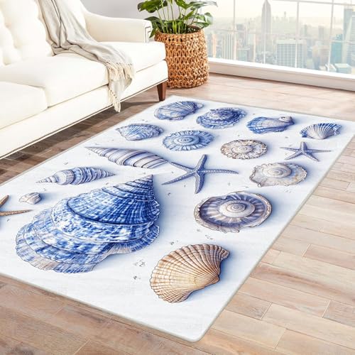 BOHUO moderner Kurzflor Teppich 3D Ozean Carpet Retro-Tiere ideal fürs Wohnzimmer, Schlafzimmer und Kinderzimmer auch als Badematte Carpet(Blau)-150x240cm von BOHUO
