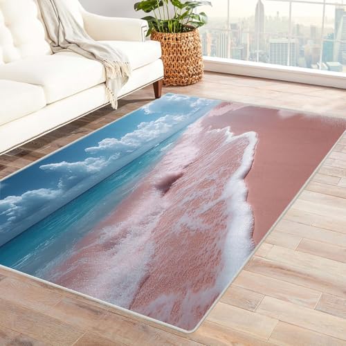 BOHUO moderner Kurzflor Teppich 3D Ozean Carpet Wellen Meer ideal fürs Wohnzimmer, Schlafzimmer und Kinderzimmer auch als Badematte Carpet(Rosa 16)-210x270cm von BOHUO
