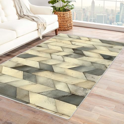 BOHUO moderner Kurzflor Teppich 3D Vintage Boho Geometrische Textur ideal fürs Wohnzimmer, Schlafzimmer und Kinderzimmer auch als Badematte Carpet(Schwarz-Weiß)-180x240cm von BOHUO