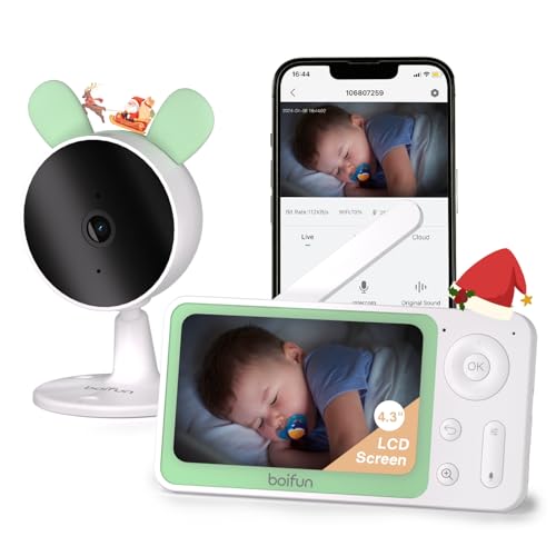 BOIFUN Baby Monitor Video, 4,3" Schermo Con Zoom 4X, Controllo Tramite APP Mobile & Monitor LCD, Rilevamento di Suoni e Movimenti, Visione Notturna (Singolo Monitor e Telecamera Singola) von BOIFUN