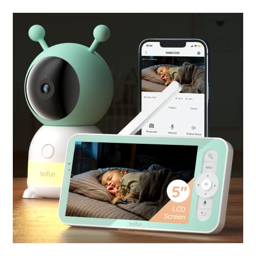 BOIFUN Babyphone mit Kamera 2K/3MP, Intelligentes Nachtlicht, 360 Gard WLAN Video Babyfon mit App, 4×Zoom, Bewegungsverfolgung, IR Nachtsicht, Weinen/Bewegungs/Geräuscherkennung, Temperaturerkennung von BOIFUN