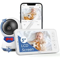 BOIFUN Überwachungskamera Innen mit Automatisches AI-Tracking, Zonenalarme, 1080P HD, PT 350°/55°, 4×Zoom, 5 Zoll LCD-Display Babyfon, von BOIFUN