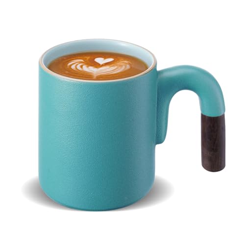BOILMERIT Kaffeebecher Keramik Tasse 400ml Steingut Becher mit Holz Henkel und Mikrowellenfester Kaffeebecher, Ideal auch als Tee-, Latte Macchiato- oder Cappuccino Tasse BOILMERIT Kaffeebecher Keramik Tasse 400ml Steingut Becher mit Holz Henkel und Mikrowellenfester Kaffeebecher, Ideal auch als Tee-, Latte Macchiato- oder Cappuccino Tasse von BOILMERIT