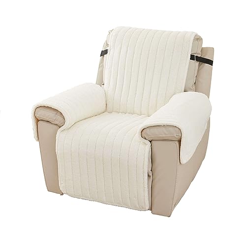 BOIUOITI Sesselschoner Sesselauflage Relax mit rutschfest, 1 Sitzer Universal warm und weich aus Plüsch Sesselschutz Sofaüberwurf Sesselschoner für Fernsehsessel für Katze Hund Kinder-Beige von BOIUOITI