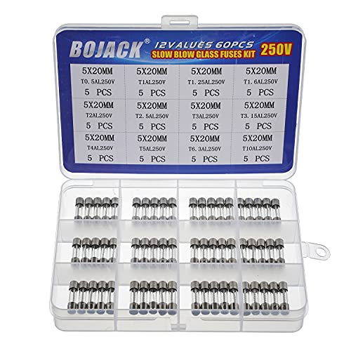 BOJACK 12 Werte 60 Stück trägen Glassicherungen 5x20mm Sicherung 250V Sicherungen T 0.5A 1A 1.25A 1.6A 2A 2.5A 3A 3.15A 4A 5A 6.3A 10A Verpackung in einer durchsichtigen Plastikbox BOJACK 12 Werte 60 Stück trägen Glassicherungen 5x20mm Sicherung 250V Sicherungen T 0.5A 1A 1.25A 1.6A 2A 2.5A 3A 3.15A 4A 5A 6.3A 10A Verpackung in einer durchsichtigen Plastikbox von BOJACK