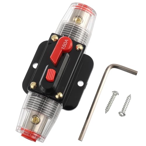 BOJACK 150A Audio Inline-Leistungsschalter-Reset-Sicherungshalter 12V-24V-DC-Reset-Sicherungshalter mit manuellem Reset 3-15AWG Überlastschutz für den Schutz von Kfz-Marineboot-Audiosysteme BOJACK 150A Audio Inline-Leistungsschalter-Reset-Sicherungshalter 12V-24V-DC-Reset-Sicherungshalter mit manuellem Reset 3-15AWG Überlastschutz für den Schutz von Kfz-Marineboot-Audiosysteme von BOJACK