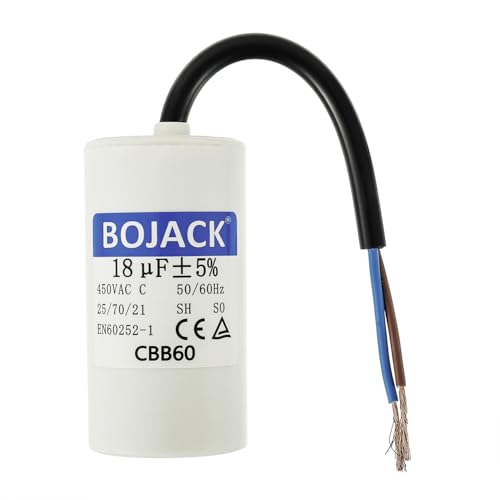 BOJACK CBB60 18uF 450V 50/60HZ Anlaufkondensator, SH Motorbetriebskondensator, AC Motorkondensator, mit Draht BOJACK CBB60 18uF 450V 50/60HZ Anlaufkondensator, SH Motorbetriebskondensator, AC Motorkondensator, mit Draht von BOJACK