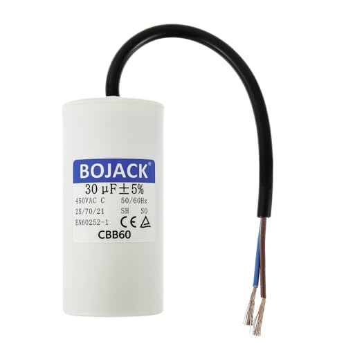 BOJACK CBB60 30uF 450V 50/60HZ Anlaufkondensator, SH Motorbetriebskondensator, AC Motorkondensator, mit Draht von BOJACK