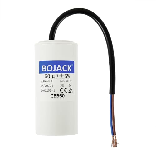 BOJACK CBB60 60uF 450V 50/60HZ Anlaufkondensator, SH Motorbetriebskondensator, AC Motorkondensator, mit Draht von BOJACK