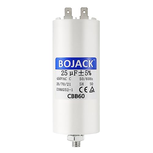 BOJACK CBB60 Motorkondensator 25uF 450V Anlaufkondensator 40x95MM Kondensator 25 µF 450 Volt M8-Stecker, geeignet für Elektromotoren und Schwimmbadpumpen, 50/60Hz BOJACK CBB60 Motorkondensator 25uF 450V Anlaufkondensator 40x95MM Kondensator 25 µF 450 Volt M8-Stecker, geeignet für Elektromotoren und Schwimmbadpumpen, 50/60Hz von BOJACK