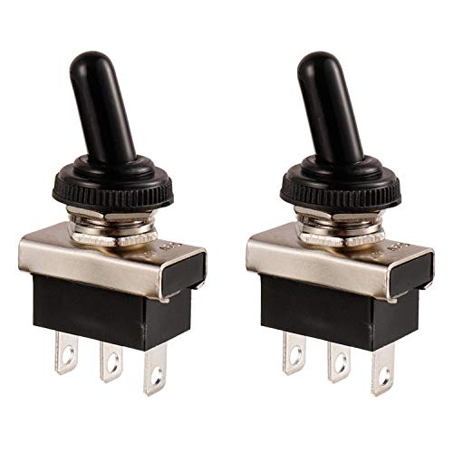 BOJACK KN3D-102 Kippschalter SPDT EIN-EIN 3 Anschlussstift 12 VDC 25 A mit wasserdichter Kappe (Packung mit 2 Stück) von BOJACK