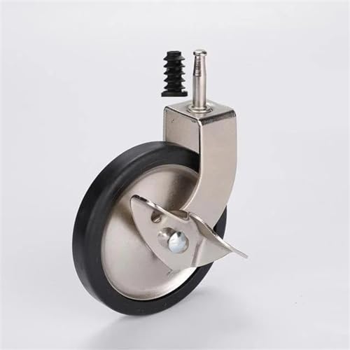 4 Stück 3-Zoll-Leitspindel, vernickelt, Universal/Bremse, Speiserad, PP-Rollen, Trolley, leise Räder, Möbel für Tisch(Brake) von BOJHGO