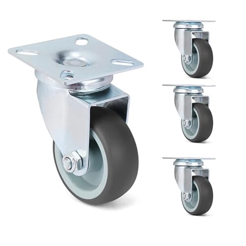 4 Stück 5,1 cm Trolley-Rollen, robuste, drehbare Rollenräder aus weichem Gummi mit Bremse for Plattform-Möbelräder für Tisch(4PCS single Wheels) von BOJHGO