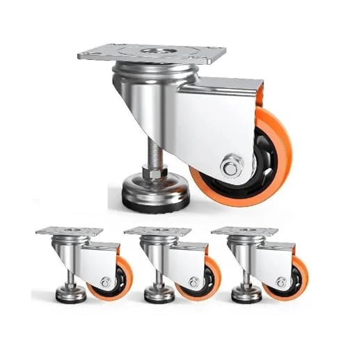 4 Stück Nivellierrollen, 3 Zoll Durchmesser, 360 Grad drehbare Lenkrollen, verstellbar mit Füßen for Werkbank-Maschinenmöbel für Tisch von BOJHGO