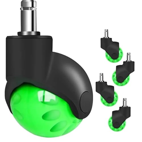 5 Stück Bürostuhl-Rad-Ersatz, leise und sanft gleitend, 2 Zoll, robuste Stuhlrollen, Schreibtischstuhl-Räder, universelle Passform für Tisch(Green) von BOJHGO