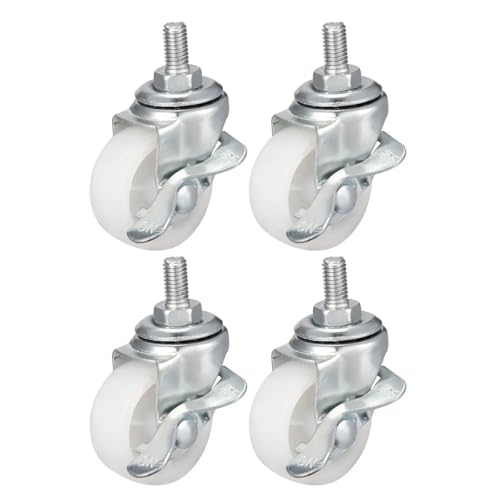 8 Stück 1,5 Zoll Lenkrollen PP 360 Grad Gewindeschaft Lenkrolle mit Bremse M8 x 15 mm 33 lb Kapazität für Tisch von BOJHGO
