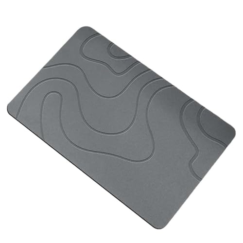 BOJHGO 40 x 60 cm Kieselalgen-Schlamm-Teppich, wasserabsorbierende Matten, Bad-Fußmatten, Küche, Badezimmer, Eingangstürmatten, Rutschfester quadratischer Fußteppich(Dark Grey,1pc) von BOJHGO