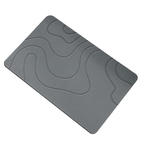 BOJHGO 40 x 60 cm Kieselalgen-Schlamm-Teppich, wasserabsorbierende Matten, Bad-Fußmatten, Küche, Badezimmer, Eingangstürmatten, Rutschfester quadratischer Fußteppich(Dark Grey,2PCS) von BOJHGO