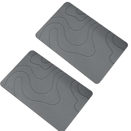 BOJHGO 40 x 60 cm Kieselalgen-Schlamm-Teppich, wasserabsorbierende Matten, Bad-Fußmatten, Küche, Badezimmer, Eingangstürmatten, Rutschfester quadratischer Fußteppich(Dark Grey,2pc) von BOJHGO