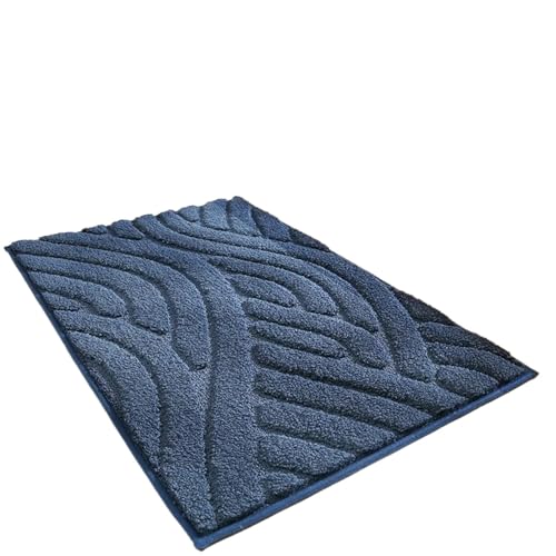 BOJHGO Badezimmer-Super-Dicke Flauschfaser-Badematten, Duschraum-Teppiche, Matten, Badezimmer-Bodenmatte, Toilette, saugfähige Eingangstürmatten(Blue,40x60cm) von BOJHGO